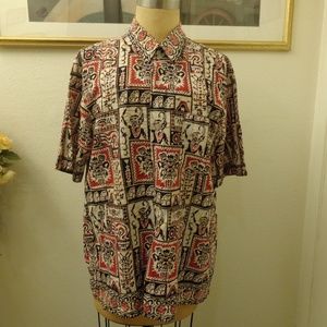 Vintage Men's Tribal Print Short Sleeve Shirt